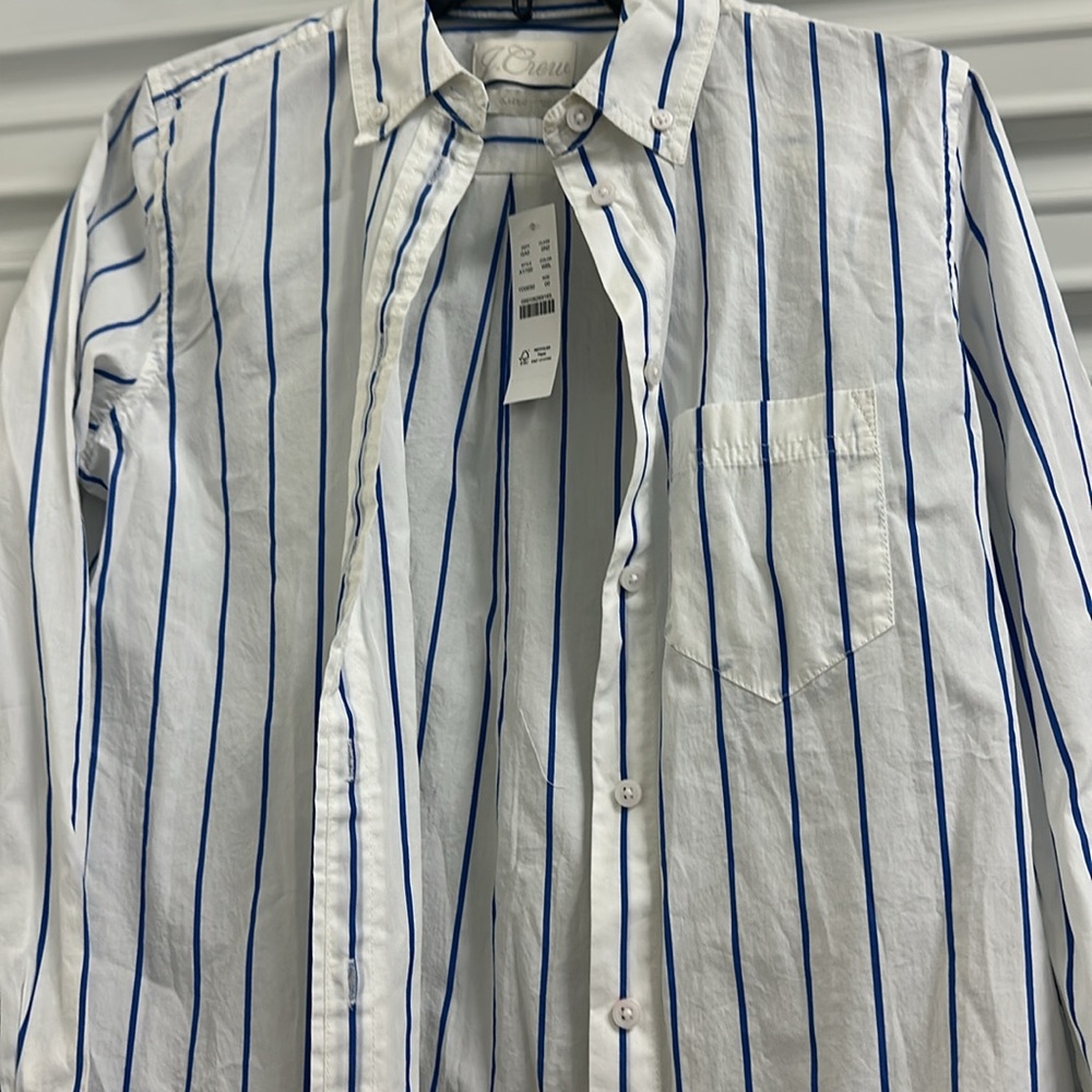 J. Crew Classic Blue Striped Women’s Shirt, Size 00 - Picture 2 of 6